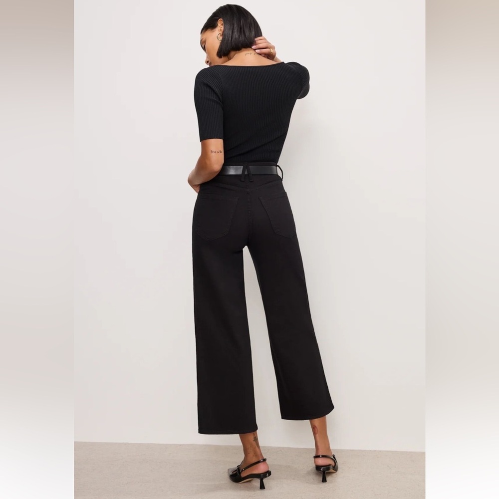 NWT Good American Good Waist Black Palazzo Crop Jeans - Picture 4 of 15